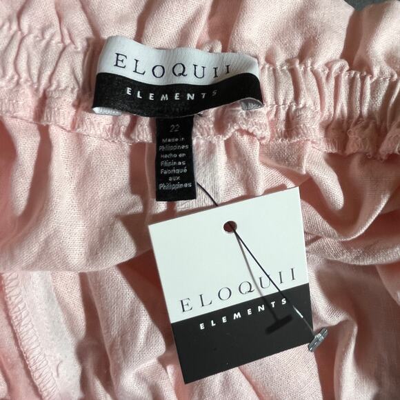 Eloquii Elements Paperbag Pants Womens Size 22 Pink Linen Blend High Waisted NEW - Picture 7 of 12